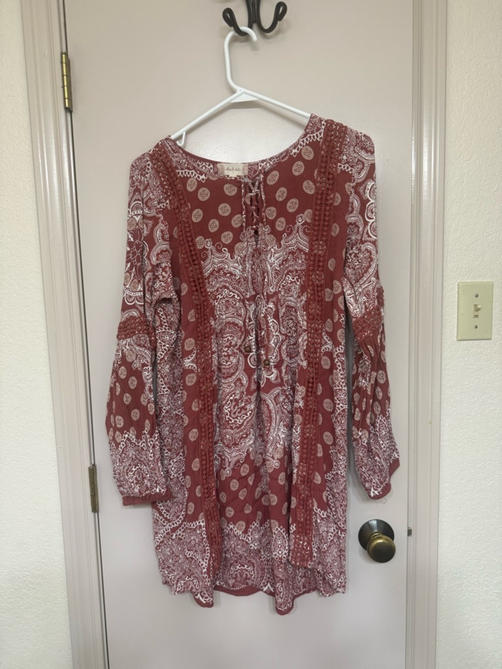 Altar'd State Rust Floral Print Tunic Dress